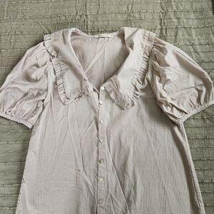 Women's Beige Button Down Shirt